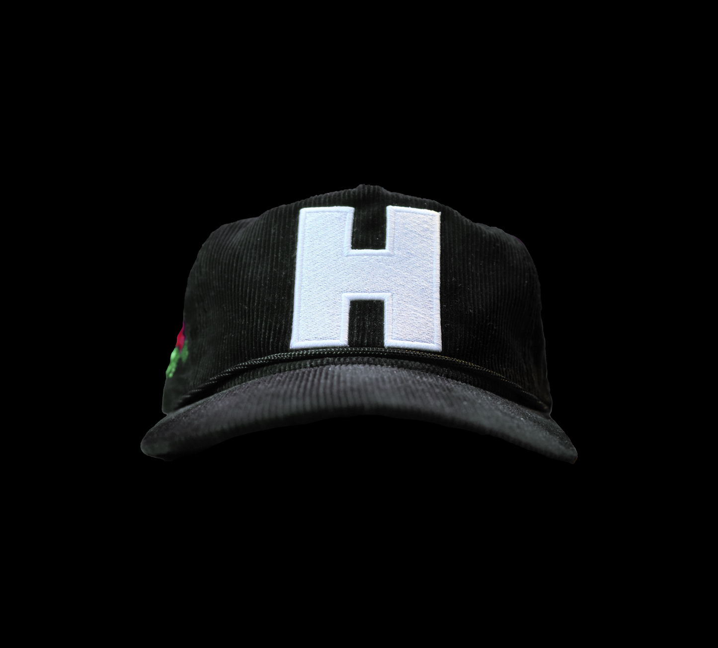 "H' CORDUROY HAT BLACK